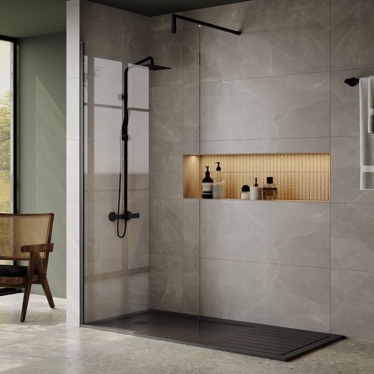 [BETR711780] Premium Walk-In Shower Tray - Choice of Size and Colour - Lifestyle 1