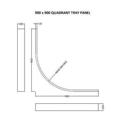 [BETR71B] Shower Tray Leg Set & Plinth Kit - Slate Grey - 900mm x 900mm Panel - Technical Drawing