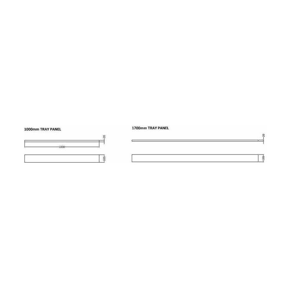 [BETR71C] Shower Tray Leg Set & Plinth Kit - Slate Grey - 1700mm & 1000mm Panel - Technical Drawing
