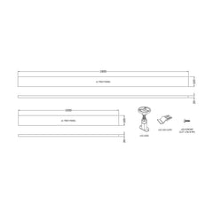 [BETRLEGC] Shower Tray Leg Set & Plinth Kit - White - 1800mm & 1000mm Panel - Technical Drawing