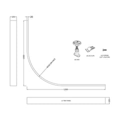 [BETRLEGE] Shower Tray Leg Set & Plinth Kit - White - 1000mm x 1000mm Panel - Technical Drawing