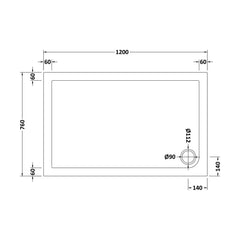 [BETSR022] Slip Resistant Slimline Rectangular Shower Tray - Choice of Size - Technical Drawing