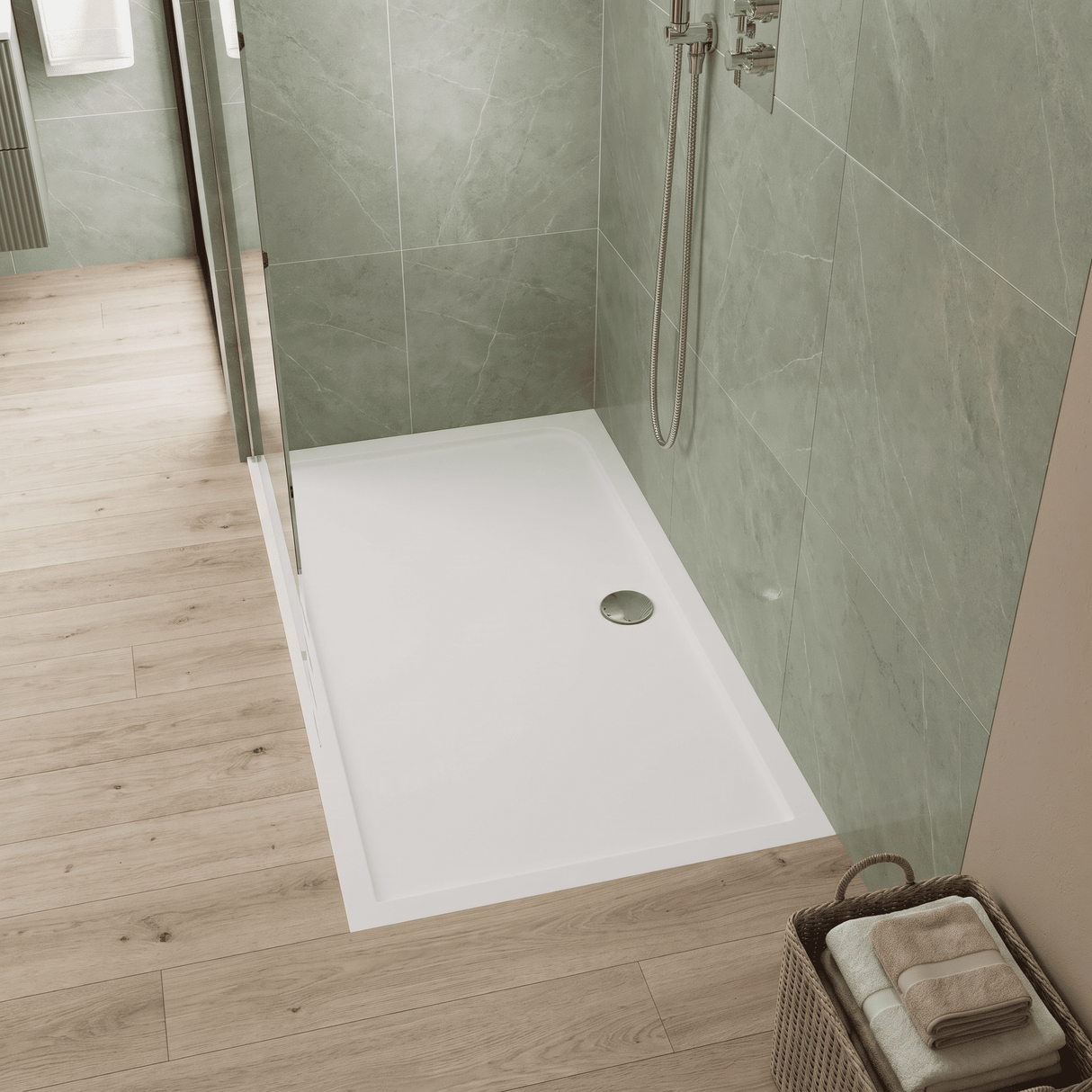 [BETSR041] Slip Resistant Slimline Rectangular Shower Tray - Choice of Size - Lifestyle 1
