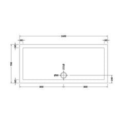 [BETSR051] Slip Resistant Slimline Rectangular Shower Tray - Choice of Size - Technical Drawing
