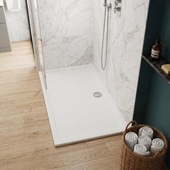 [BETSR051] 1600mm x 700mm Premium Slip Resistant Rectangular White Stone Resin Shower Tray - Easy Clean Finish by Balterley - Lifestyle 1