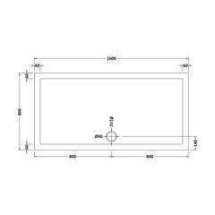 [BETSR053] Slip Resistant Slimline Rectangular Shower Tray - Choice of Size - Technical Drawing