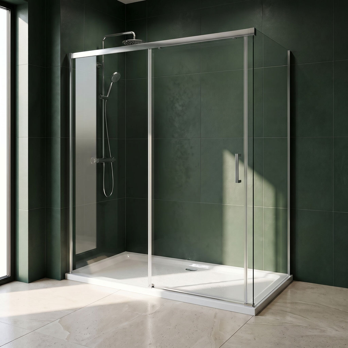 [BETSR053] 1600mm x 800mm Premium Slip Resistant Rectangular White Stone Resin Shower Tray - Easy Clean Finish by Balterley - Lifestyle 2