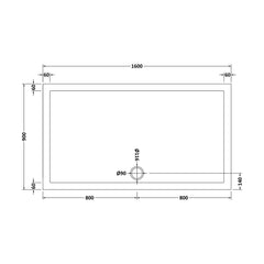 [BETSR054] Slip Resistant Slimline Rectangular Shower Tray - Choice of Size - Technical Drawing