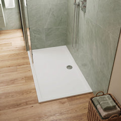[BETSR062] 1700mm x 760mm Premium Slip Resistant Rectangular White Stone Resin Shower Tray - Lifestyle 1