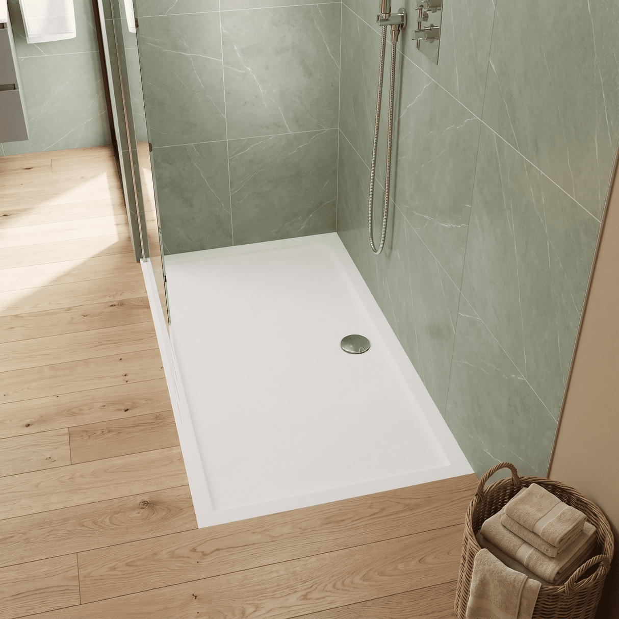 [BETSR064] Slip Resistant Slimline Rectangular Shower Tray - Choice of Size - Lifestyle 1