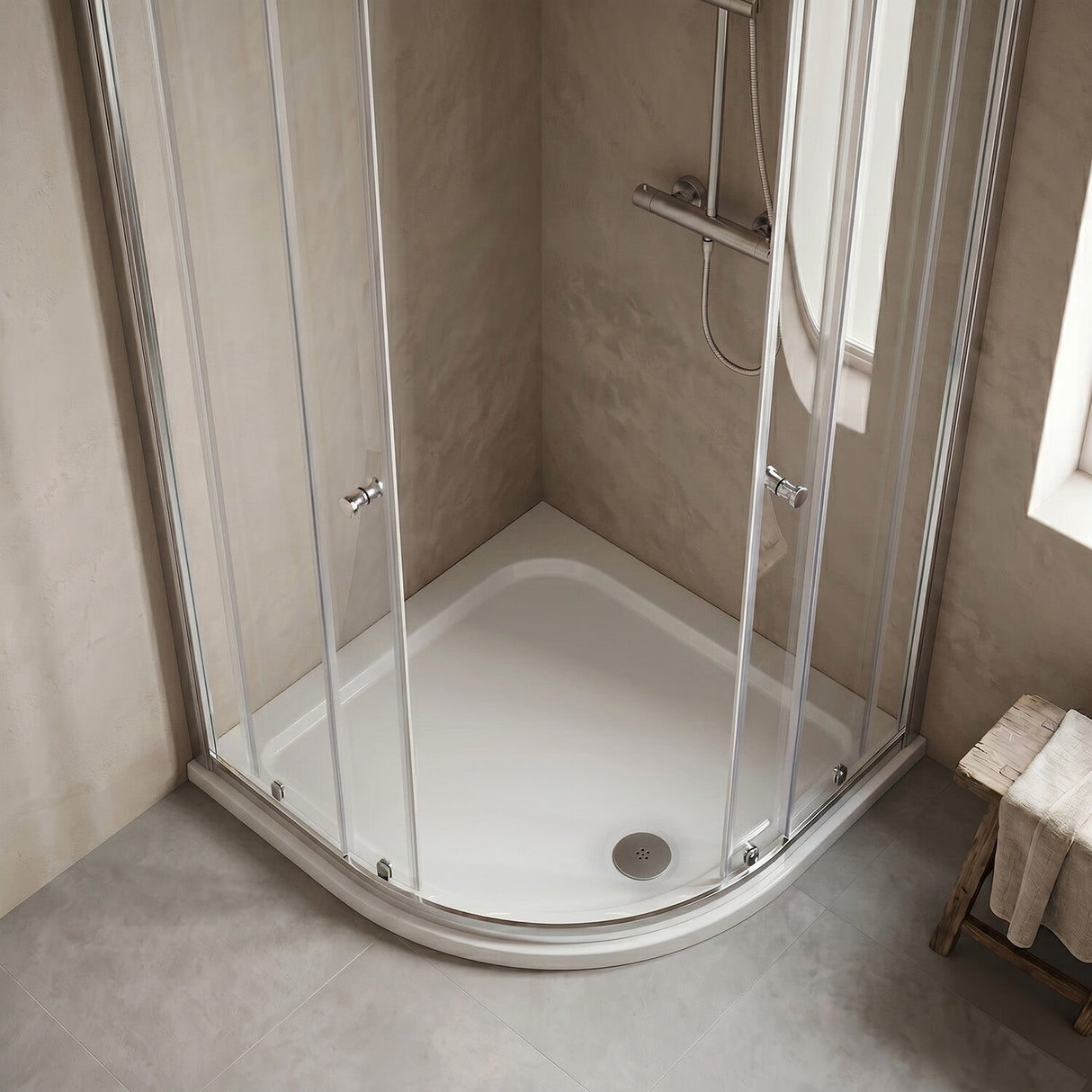 [BETSR106] Slip Resistant Slimline Quadrant Shower Tray - 800mm or 900mm - Silo