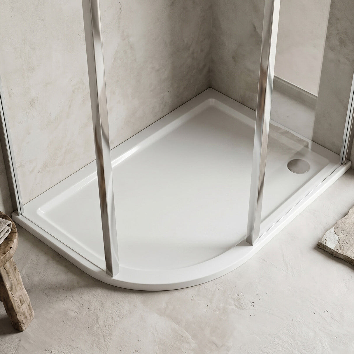 [BETSR112] Slip Resistant Slimline Offset Quadrant Shower Tray - Choice of Size and Orientation - Silo