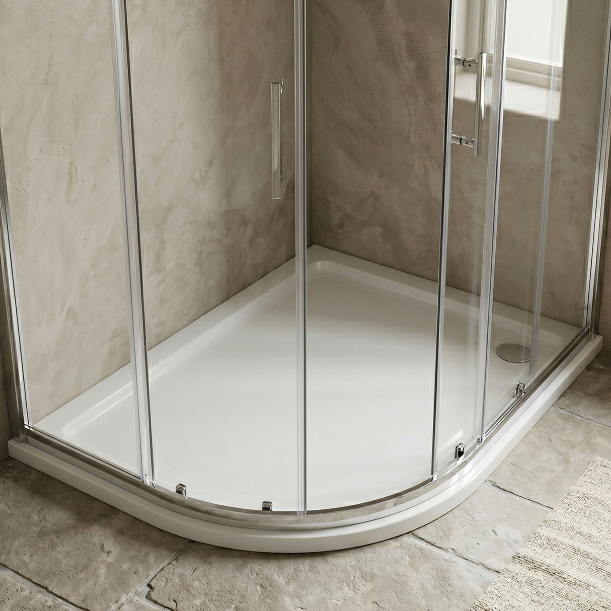 [BETSR114] Slip Resistant Slimline Offset Quadrant Shower Tray - Choice of Size and Orientation - Silo