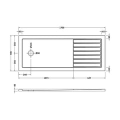 [BETSR1770] Balterley Walk-In Rectangular Shower Tray, Low Profile - Choice of Size - Technical Drawing