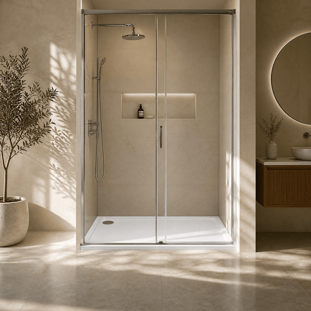 [BETTR91080] White Rectangular Stone Resin Premium Shower Tray with Corner Waste Position - Multiple Sizes Available - Silo