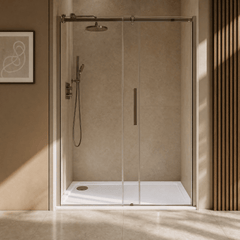 [BETTR91280] White Rectangular Stone Resin Premium Shower Tray with Corner Waste Position - Multiple Sizes Available - Lifestyle 1