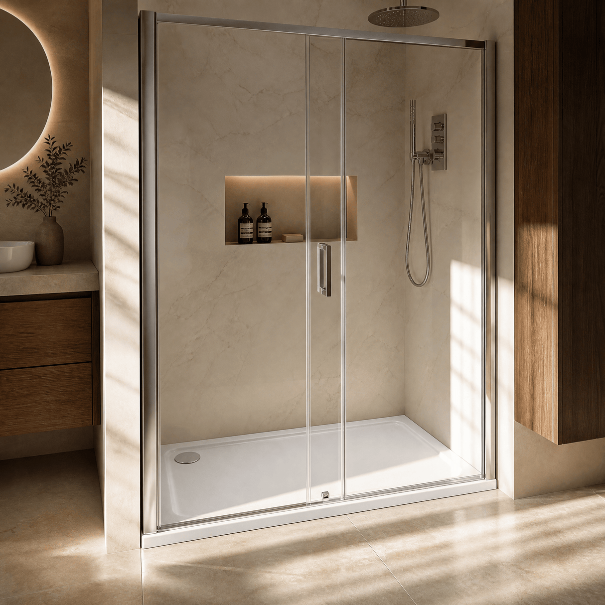 [BETTR91280] White Rectangular Stone Resin Premium Shower Tray with Corner Waste Position - Multiple Sizes Available - Silo