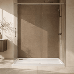 [BETTR91480] White Rectangular Stone Resin Premium Shower Tray with Corner Waste Position - Multiple Sizes Available - Lifestyle 1