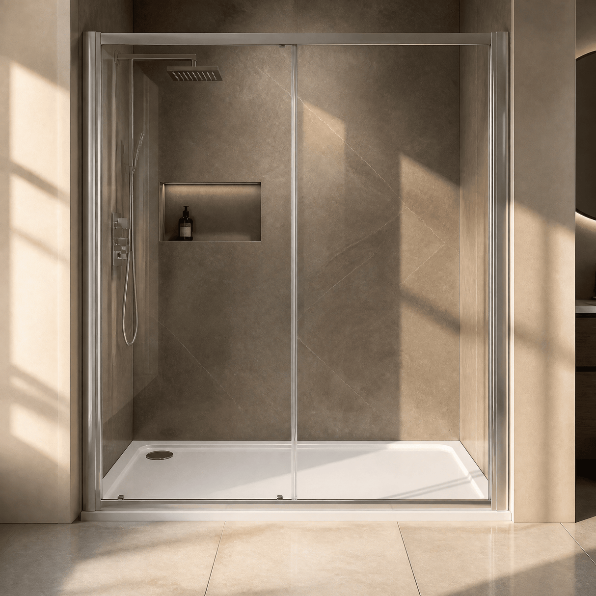 [BETTR91480] White Rectangular Stone Resin Premium Shower Tray with Corner Waste Position - Multiple Sizes Available - Silo