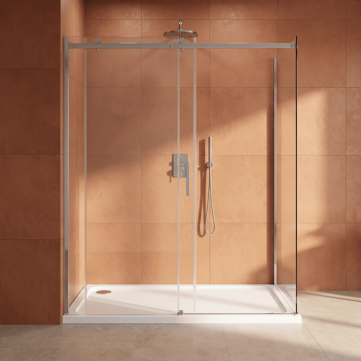 [BETTR91490] White Rectangular Stone Resin Premium Shower Tray with Corner Waste Position - Multiple Sizes Available - Silo