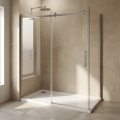 [BETTR91570] White Rectangular Stone Resin Premium Shower Tray with Corner Waste Position - Multiple Sizes Available - Lifestyle 1