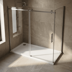 [BETTR91570] White Rectangular Stone Resin Premium Shower Tray with Corner Waste Position - Multiple Sizes Available - Lifestyle 2