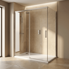 [BETTR91570] White Rectangular Stone Resin Premium Shower Tray with Corner Waste Position - Multiple Sizes Available - Lifestyle 3