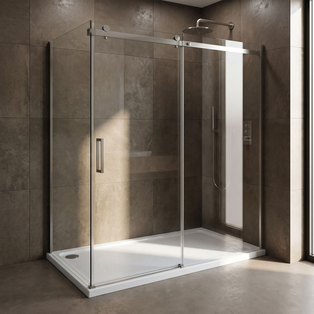 [BETTR91590] White Rectangular Stone Resin Premium Shower Tray with Corner Waste Position - Multiple Sizes Available - Lifestyle 3