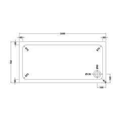 [BETTR91676] White Rectangular Stone Resin Premium Shower Tray with Corner Waste Position - Multiple Sizes Available - Technical Drawing