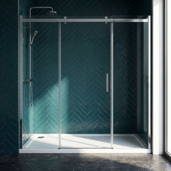 [BETTR91690] White Rectangular Stone Resin Premium Shower Tray with Corner Waste Position - Multiple Sizes Available - Lifestyle 1