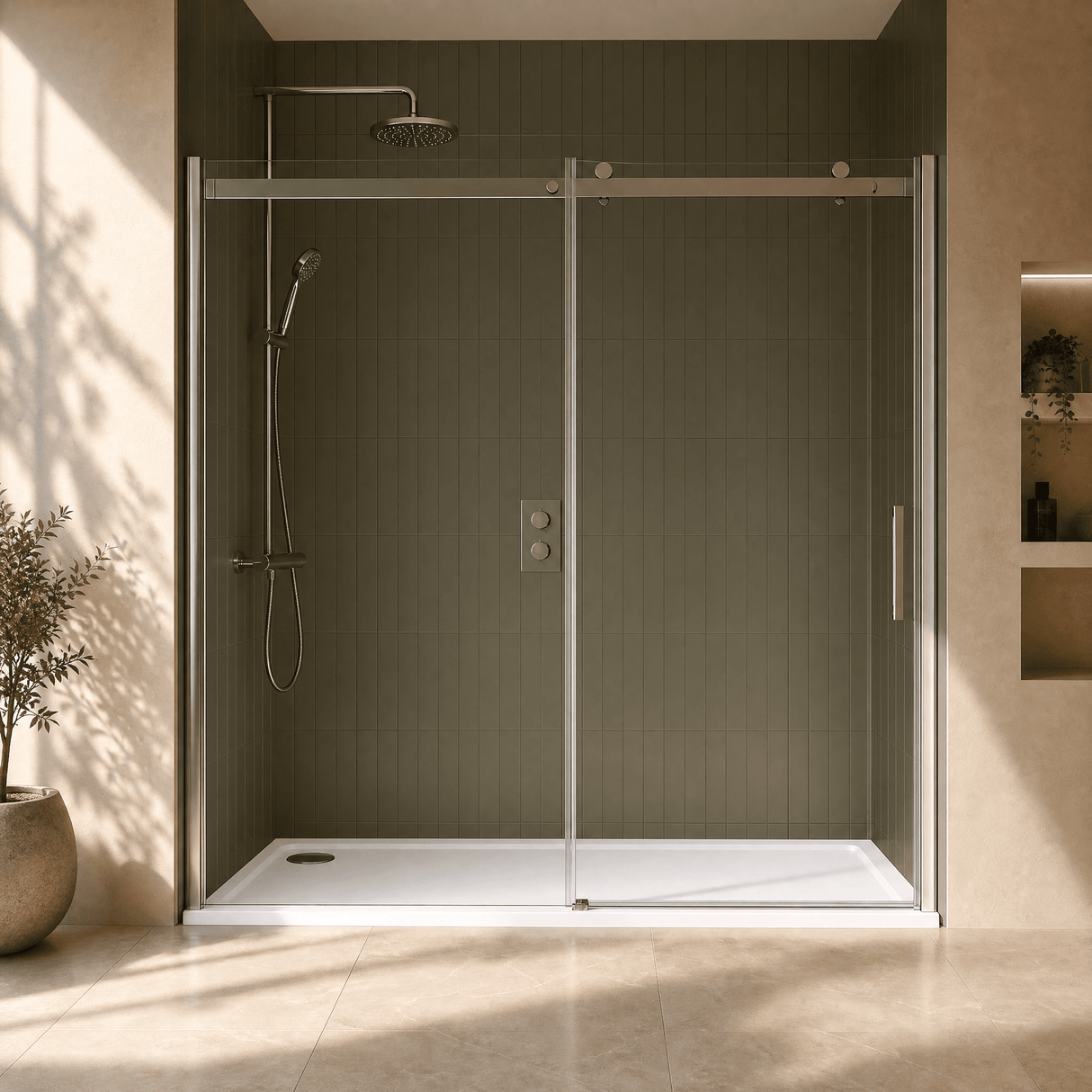 [BETTR91690] White Rectangular Stone Resin Premium Shower Tray with Corner Waste Position - Multiple Sizes Available - Silo
