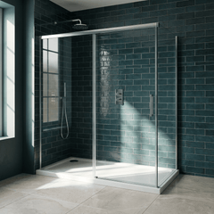 [BETTR91770] White Rectangular Stone Resin Premium Shower Tray with Corner Waste Position - Multiple Sizes Available - Lifestyle 2