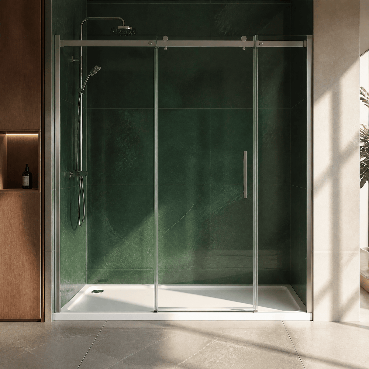 [BETTR91776] White Rectangular Stone Resin Premium Shower Tray with Corner Waste Position - Multiple Sizes Available - Lifestyle 1