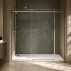 [BETTR91776] White Rectangular Stone Resin Premium Shower Tray with Corner Waste Position - Multiple Sizes Available - Lifestyle 3