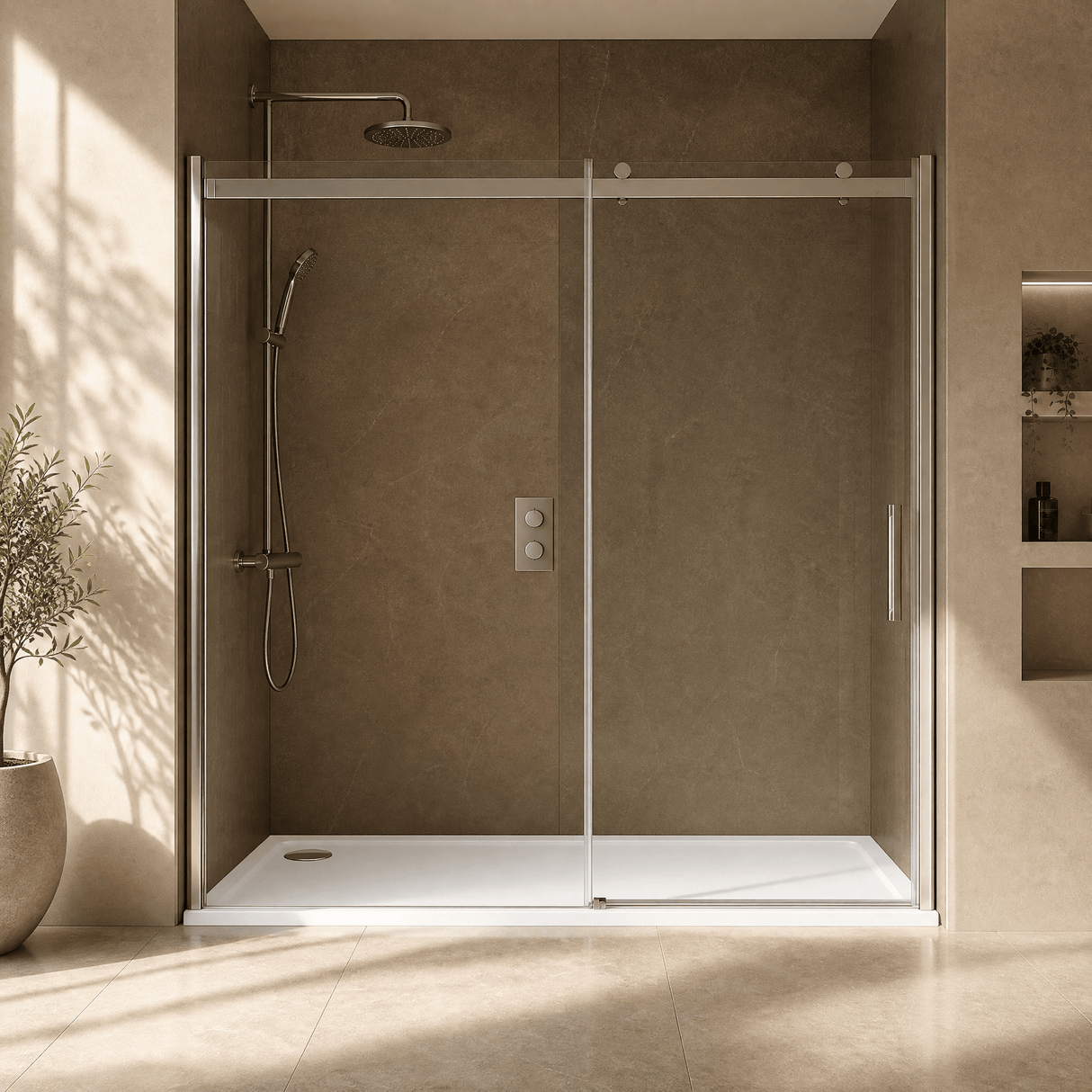 [BETTR91776] White Rectangular Stone Resin Premium Shower Tray with Corner Waste Position - Multiple Sizes Available - Silo