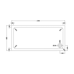 [BETTR91780] White Rectangular Stone Resin Premium Shower Tray with Corner Waste Position - Multiple Sizes Available - Technical Drawing