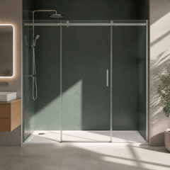 [BETTR91790] White Rectangular Stone Resin Premium Shower Tray with Corner Waste Position - Multiple Sizes Available - Lifestyle 1