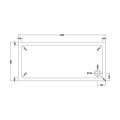 [BETTR91880] White Rectangular Stone Resin Premium Shower Tray with Corner Waste Position - Multiple Sizes Available - Technical Drawing