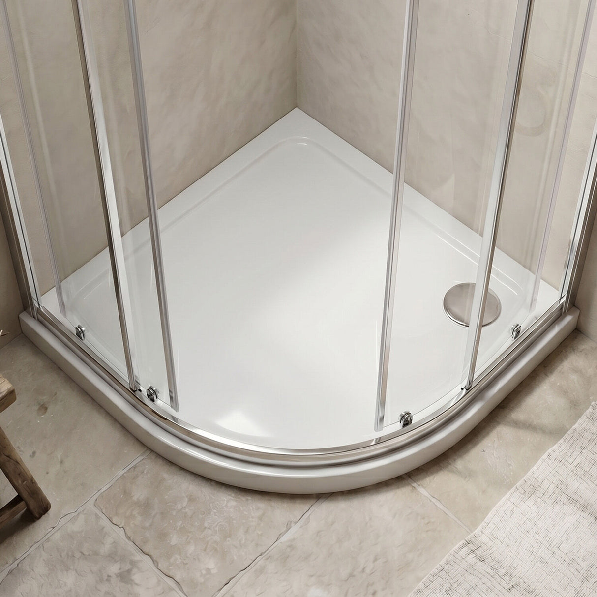 [BETTR99076QR] Bathroom Offset Quadrant Shower Tray - Choice of Size and Orientation - Silo