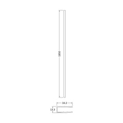 [BEWP013] Wetroom Wall Channel 1850mm Brass - Technical Drawing