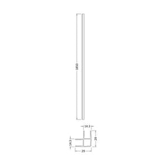[BEWP014] Return Screen L Profile Kit 1850mm Brass - Technical Drawing