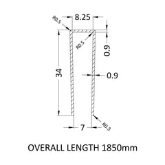[BEWP036UF] 1850 Undrilled Flat Profile Pewter - Technical Drawing