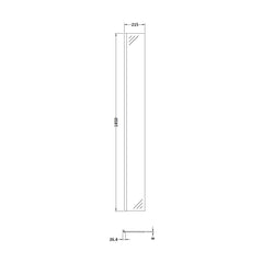 [BEWS18025BB] Balterley 8mm Toughened Safety Glass Wetroom Return Screen: 215mm x 1850mm, Brushed Brass - Technical Drawing