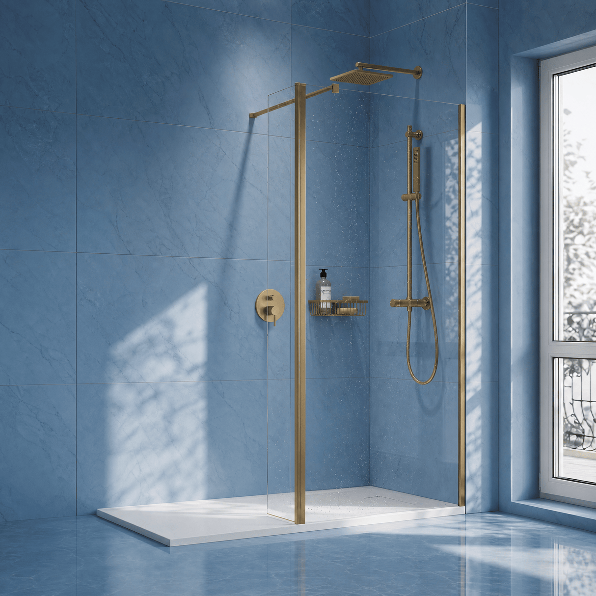 [BEWS18025BB] Drakelow 8mm Toughened Safety Glass Wetroom Return Screen, 215mm x 1850mm, Choice of Colour - Silo