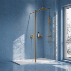 [BEWS18025BB] Drakelow 8mm Toughened Safety Glass Wetroom Return Screen, 215mm x 1850mm, Choice of Colour - Silo