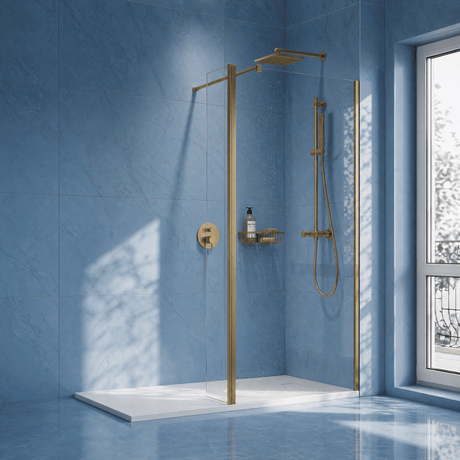 [BEWS18025BB] Drakelow 8mm Toughened Safety Glass Wetroom Return Screen, 215mm x 1850mm, Choice of Colour - Silo