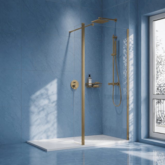 [BEWS18025BB] Drakelow 8mm Toughened Safety Glass Wetroom Return Screen, 215mm x 1850mm, Choice of Colour - Silo