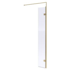 [BEWS18030BB] Balterley 8mm Toughened Safety Glass Hinged Return Screen with Support Bar: 300mm x 1850mm, Brushed Brass - Cutout