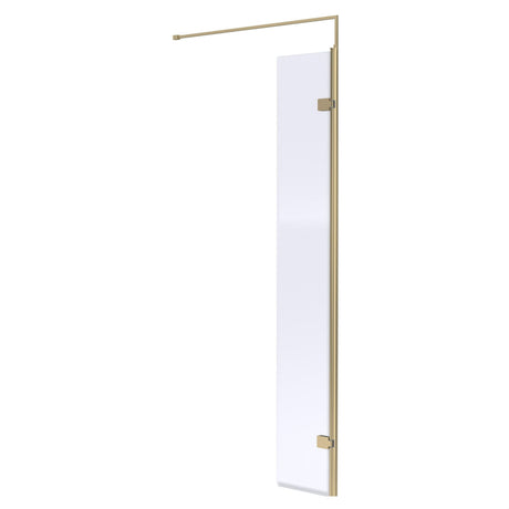 [BEWS18030BB] Balterley 8mm Toughened Safety Glass Hinged Return Screen with Support Bar: 300mm x 1850mm, Brushed Brass - Cutout