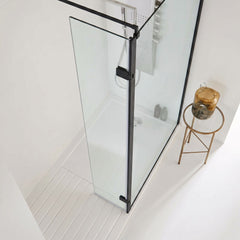 [BEWS18030BP] Balterley 8mm Toughened Safety Glass Hinged Return Screen with Support Bar: 300mm x 1850mm, Black - Lifestyle 1